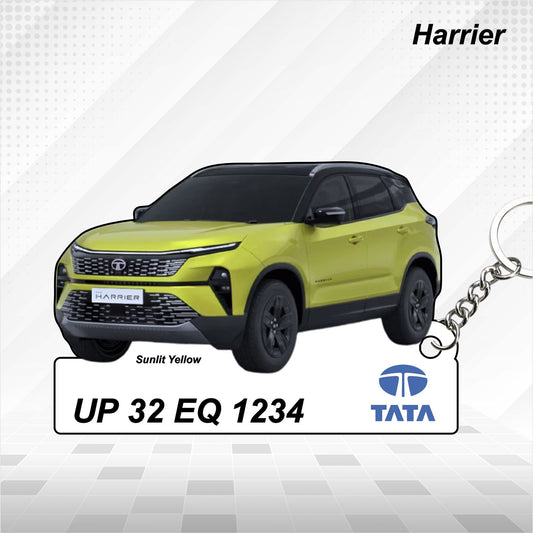 Harrier - Personalized Tata Car Keychain - Wood, Acrylic, Metal Printed