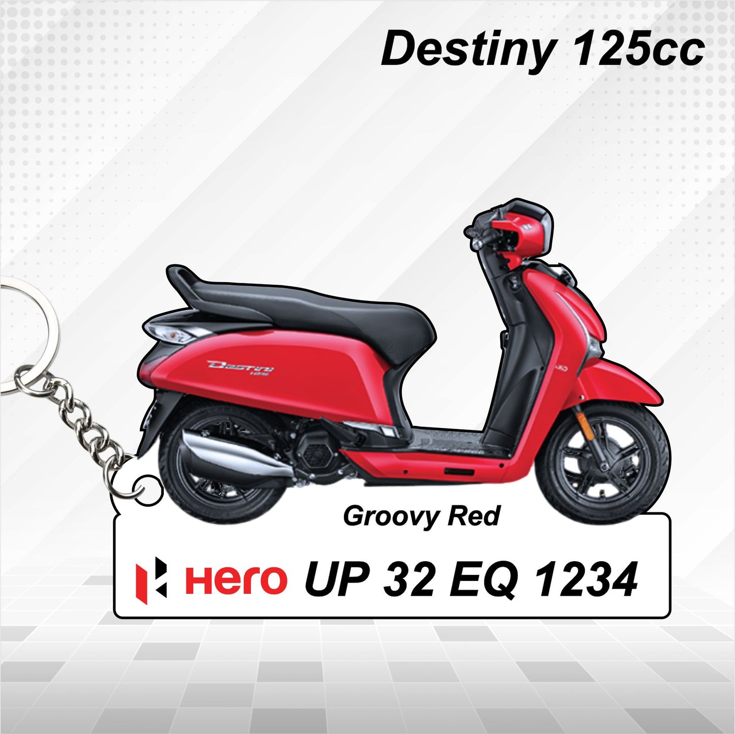 Hero Destini 125cc - Personalized Hero Keychain - Wood, Acrylic, Metal Printed