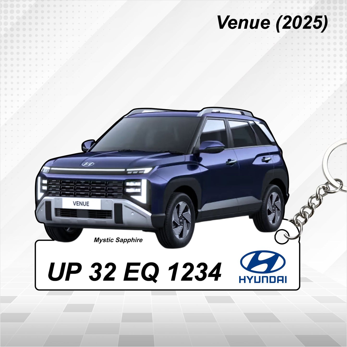 Venue (2025) - Personalized Hyundai Car Keychain - Wood, Acrylic, Metal Printed