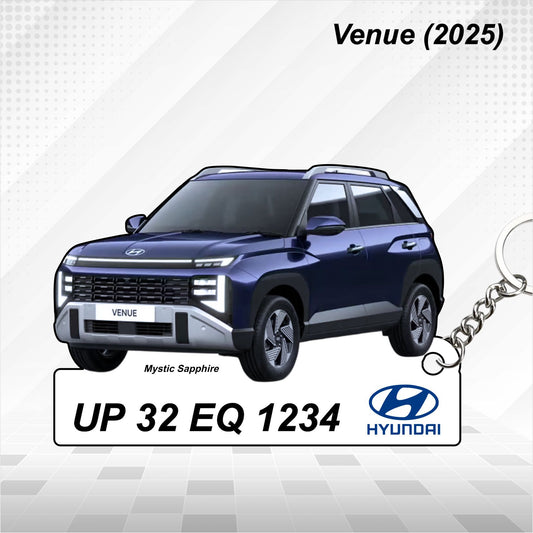 Venue (2025) - Personalized Hyundai Car Keychain - Wood, Acrylic, Metal Printed