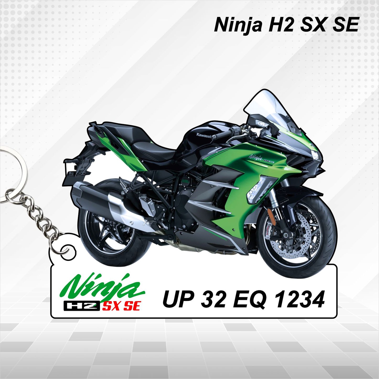 Ninja H2 SX SE - Personalized Kawasaki Keychain - Wood, Acrylic, Metal Printed