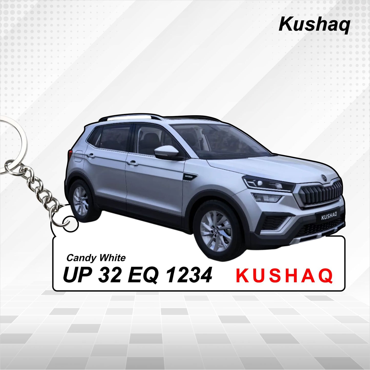 Kushaq - Personalized Skoda Car Keychain - Wood, Acrylic, Metal Printed