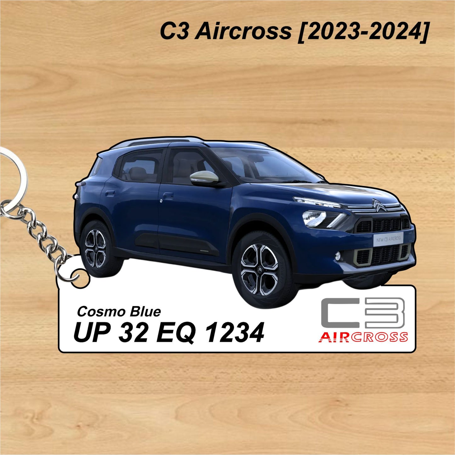 C3 Aircross [2023-2024] - Personalized Citroen Car Keychain - Wood, Acrylic, Metal Printed