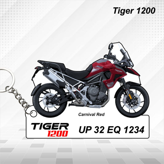 Tiger 1200 - Personalized Triumph Keychain - Wood, Acrylic, Metal Printed, Lanyard