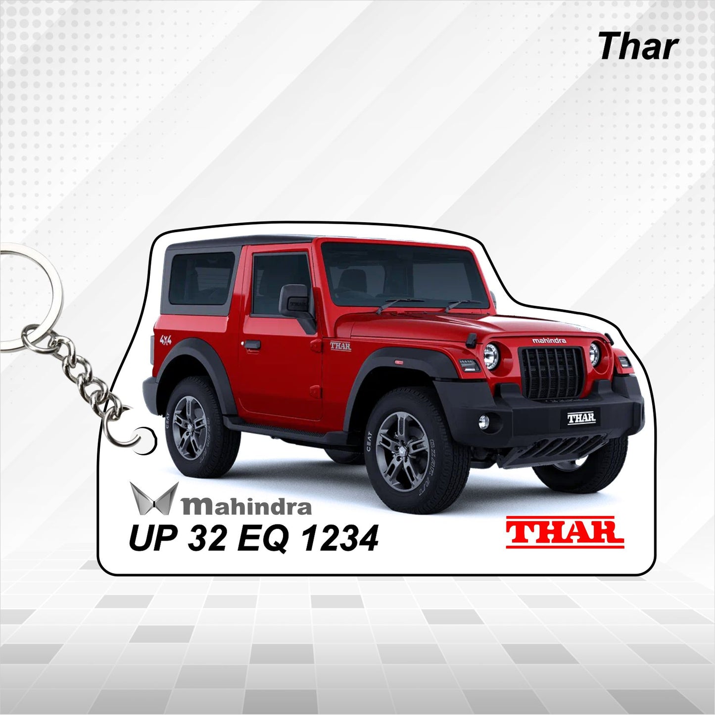Thar [2020-2025] - Personalized Mahindra Car Keychain - Wood, Acrylic, Metal Printed