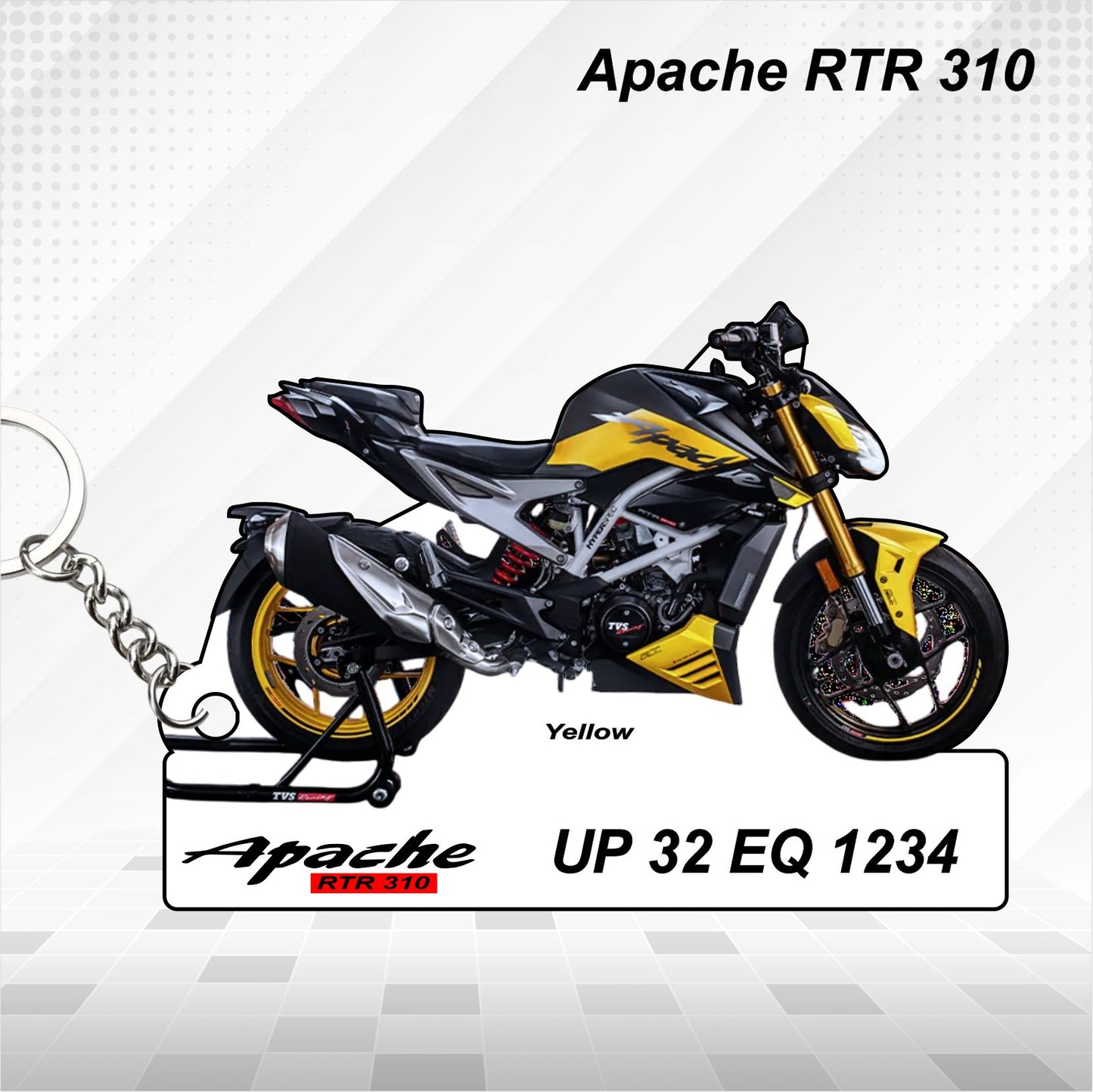 Apache RTR 310 - Personalized TVS Keychain - Wood, Acrylic, Metal Printed