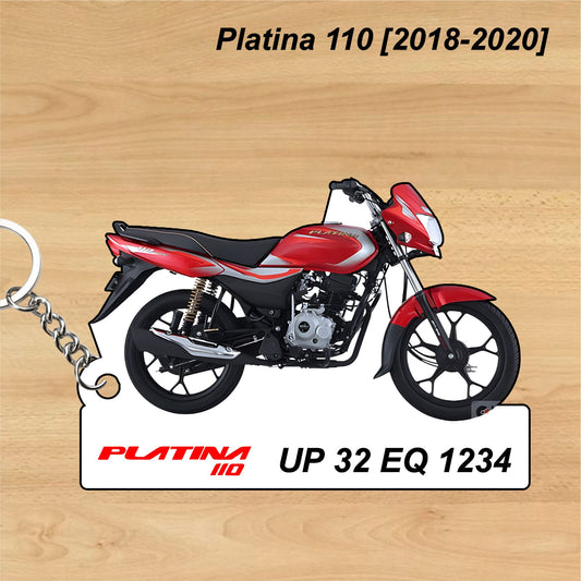 Platina 110 [2018-2020] - Personalized Bajaj Keychain - Wood, Acrylic, Metal Printed