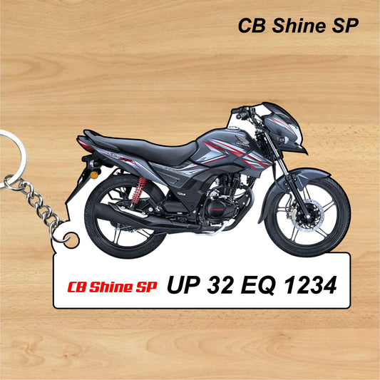 CB Shine SP - Personalized Honda Keychain - Wood, Acrylic, Metal Printed