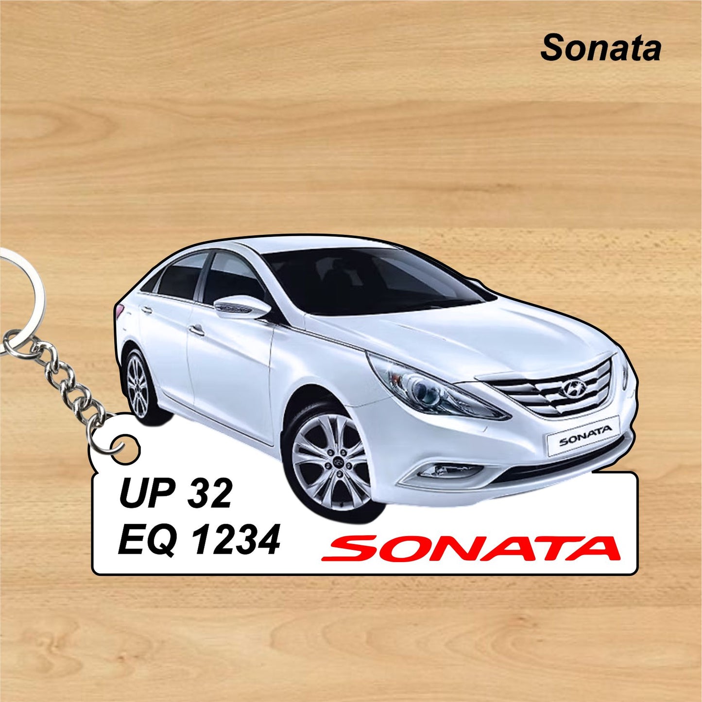 Sonata - Personalized Hyundai Car Keychain - Wood, Acrylic, Metal Printed