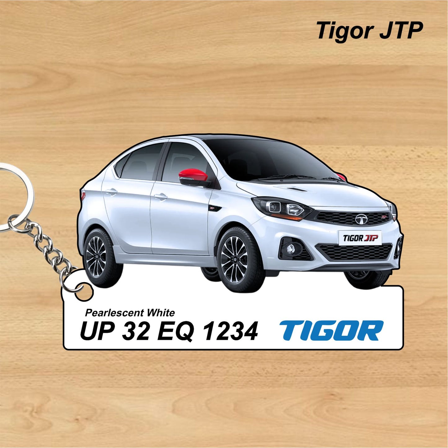 Tigor JTP - Personalized Tata Keychain - Wood, Acrylic, Metal Printed