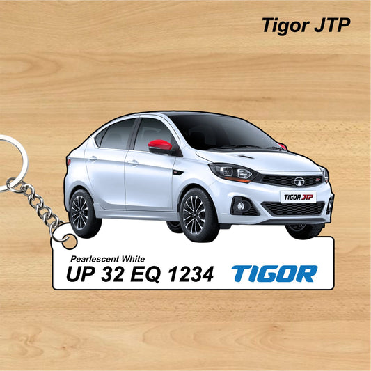 Tigor JTP - Personalized Tata Keychain - Wood, Acrylic, Metal Printed