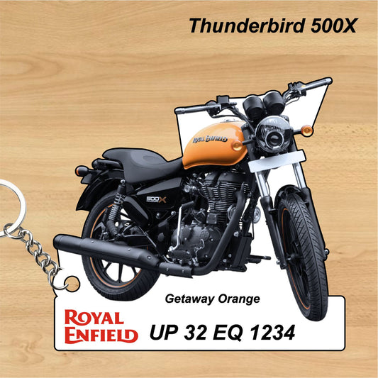Thunderbird 500X - Personalized Royal Enfield Keychain - Wood, Acrylic, Metal Printed