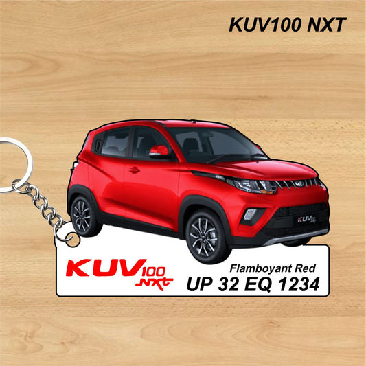 KUV100 NXT - Personalized Mahindra Car Keychain - Wood, Acrylic, Metal Printed