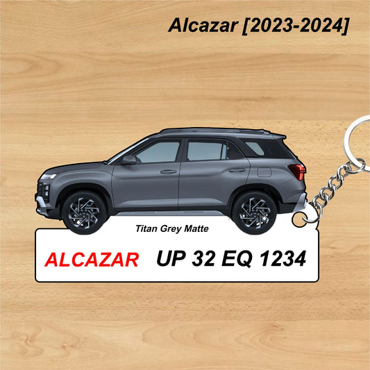 Alcazar [2023-2024] - Personalized Hyundai Car Keychain - Wood, Acrylic, Metal Printed