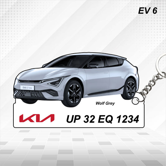 EV6 - Personalized Kia Car Keychain - Wood, Acrylic, Metal Printed