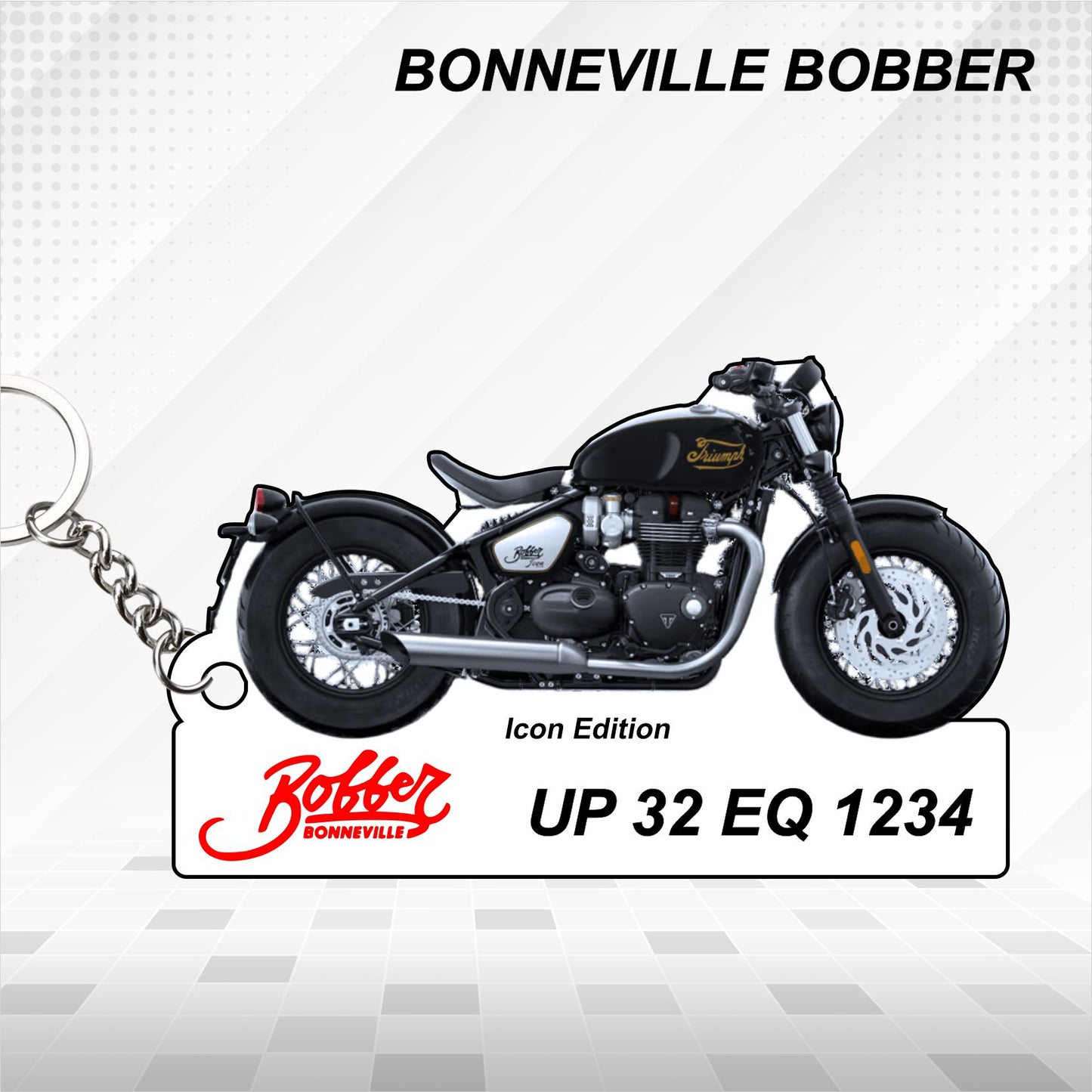 BONNEVILLE BOBBER - Personalized Triumph Keychain - Wood, Acrylic, Metal Printed