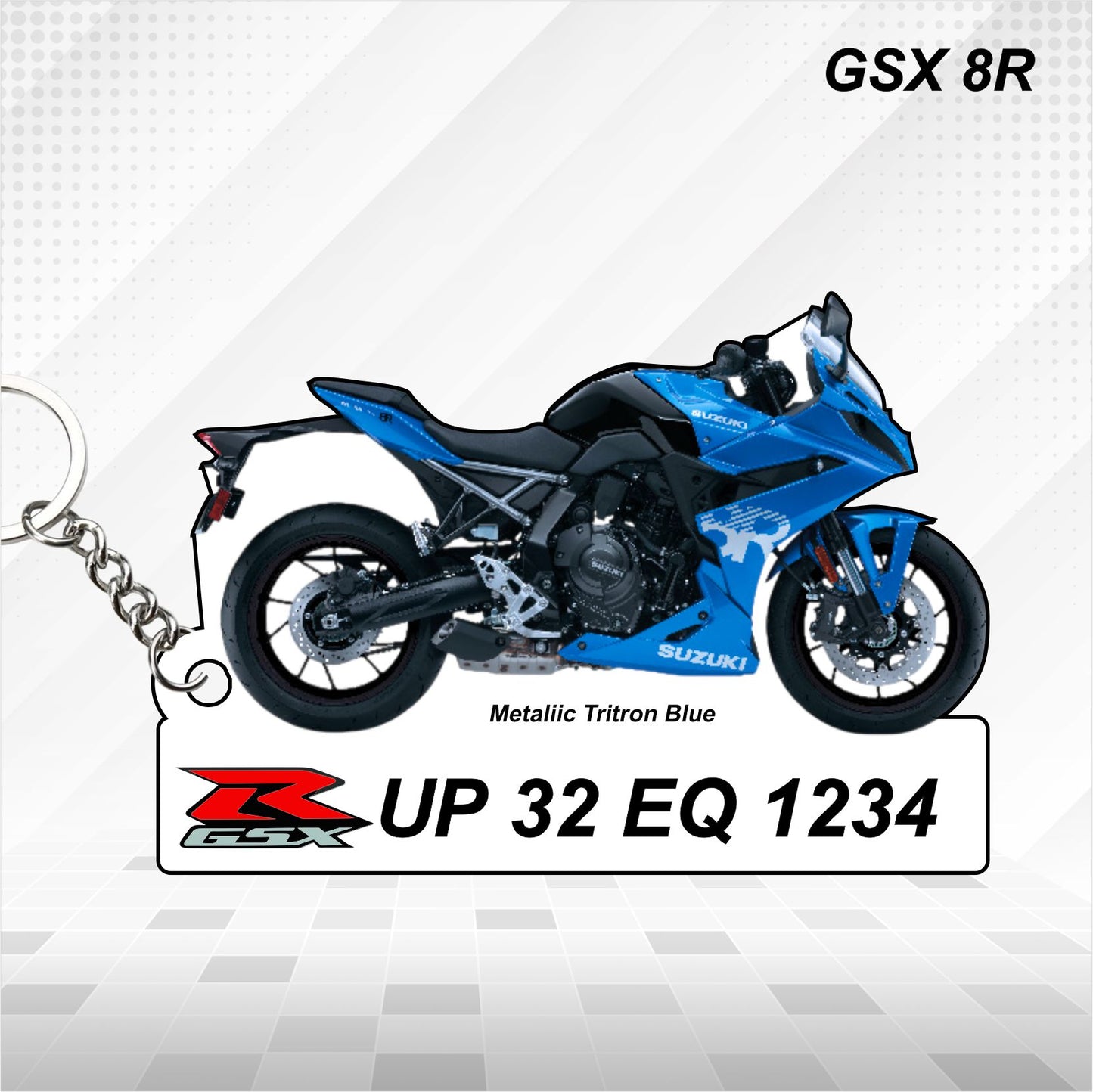 GSX 8R - Personalized Suzuki Keychain - Wood, Acrylic, Metal Printed