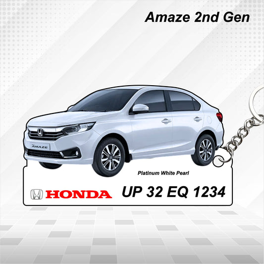 Amaze 2nd Gen - Personalized Honda Car Keychain - Wood, Acrylic, Metal Printed