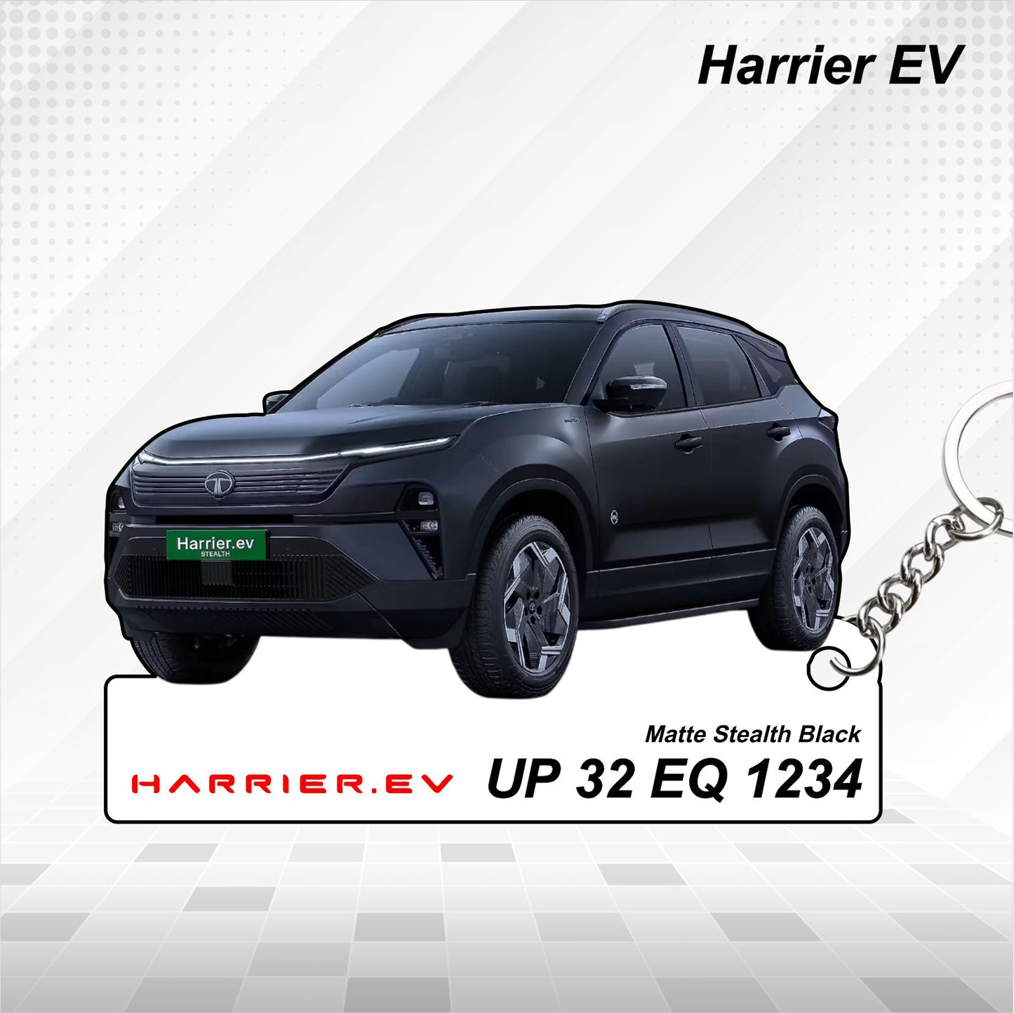 Harrier EV - Personalized Tata Car Keychain - Wood, Acrylic, Metal Printed