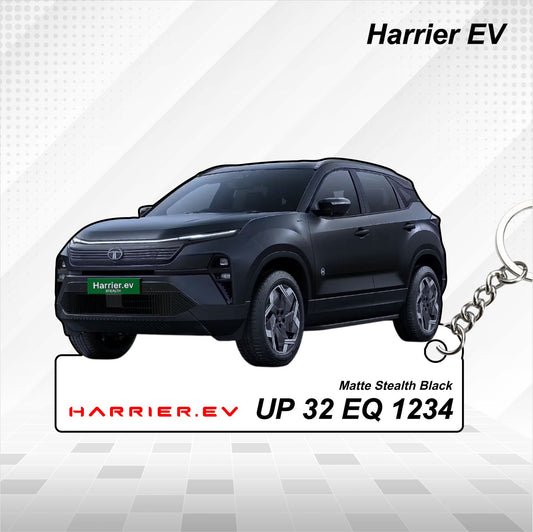 Harrier EV - Personalized Tata Car Keychain - Wood, Acrylic, Metal Printed