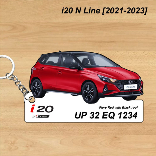i20 N Line [2021-2023] - Personalized Hyundai Car Keychain - Wood, Acrylic, Metal Printed
