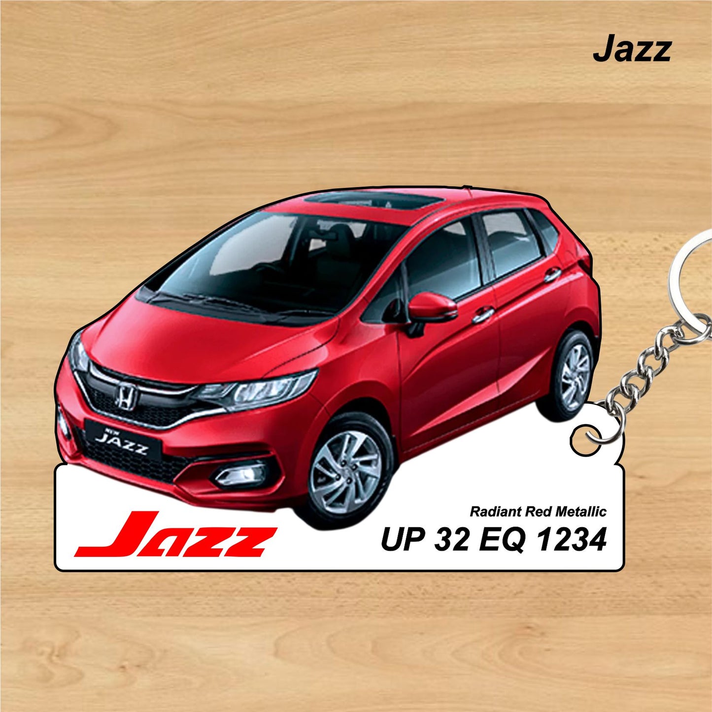 Jazz - Personalized Honda Car Keychain - Wood, Acrylic, Metal Printed