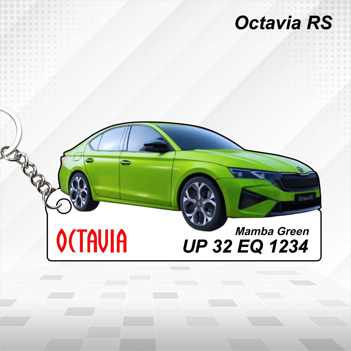Octavia RS - Personalized Skoda Car Keychain - Wood, Acrylic, Metal Printed