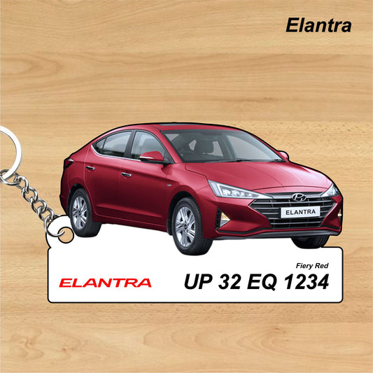Elantra - Personalized Hyundai Car Keychain - Wood, Acrylic, Metal Printed