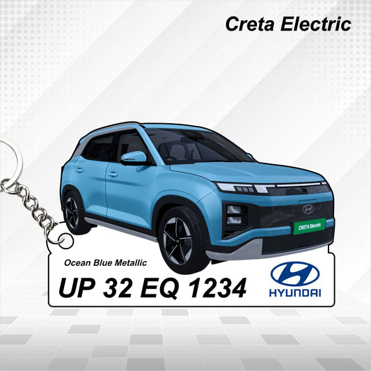 Creta Electric - Personalized Hyundai Car Keychain - Wood, Acrylic, Metal Printed