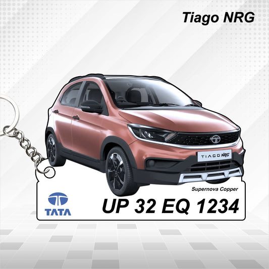 Tiago NRG - Personalized Tata Car Keychain - Wood, Acrylic, Metal Printed