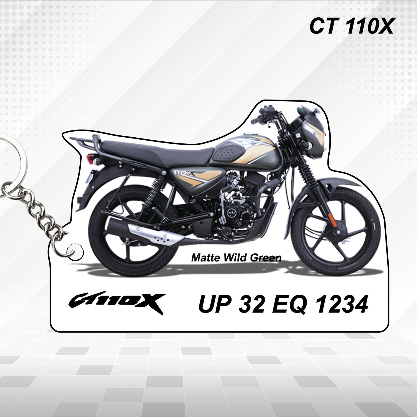 CT 110X - Personalized Bajaj Keychain - Wood, Acrylic, Metal Printed