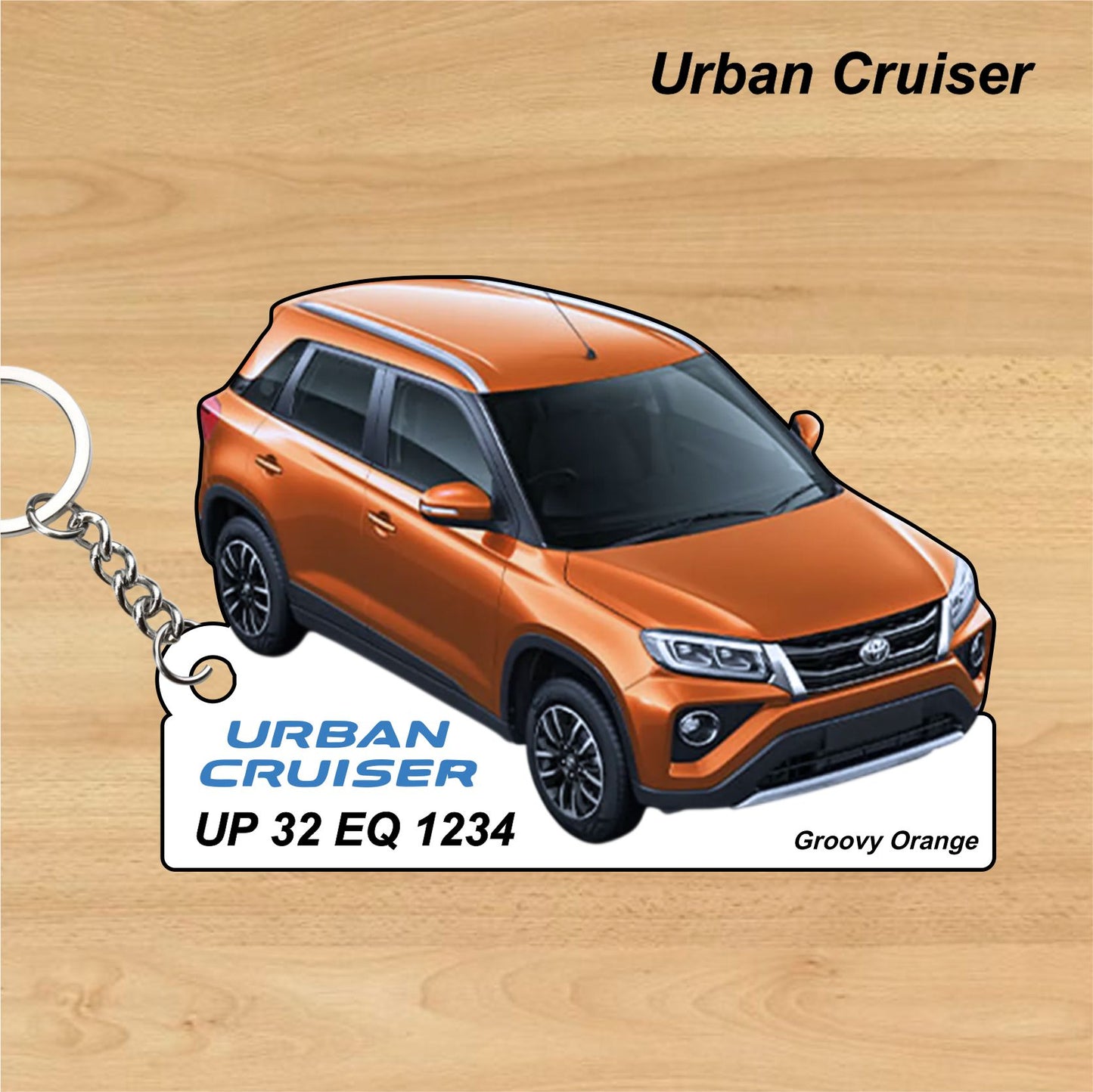 Urban Cruiser - Personalized Toyota Keychain - Wood, Acrylic, Metal Printed