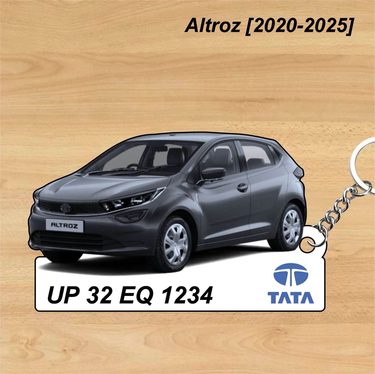 Altroz [2020-2025] - Personalized Tata Keychain - Wood, Acrylic, Metal Printed