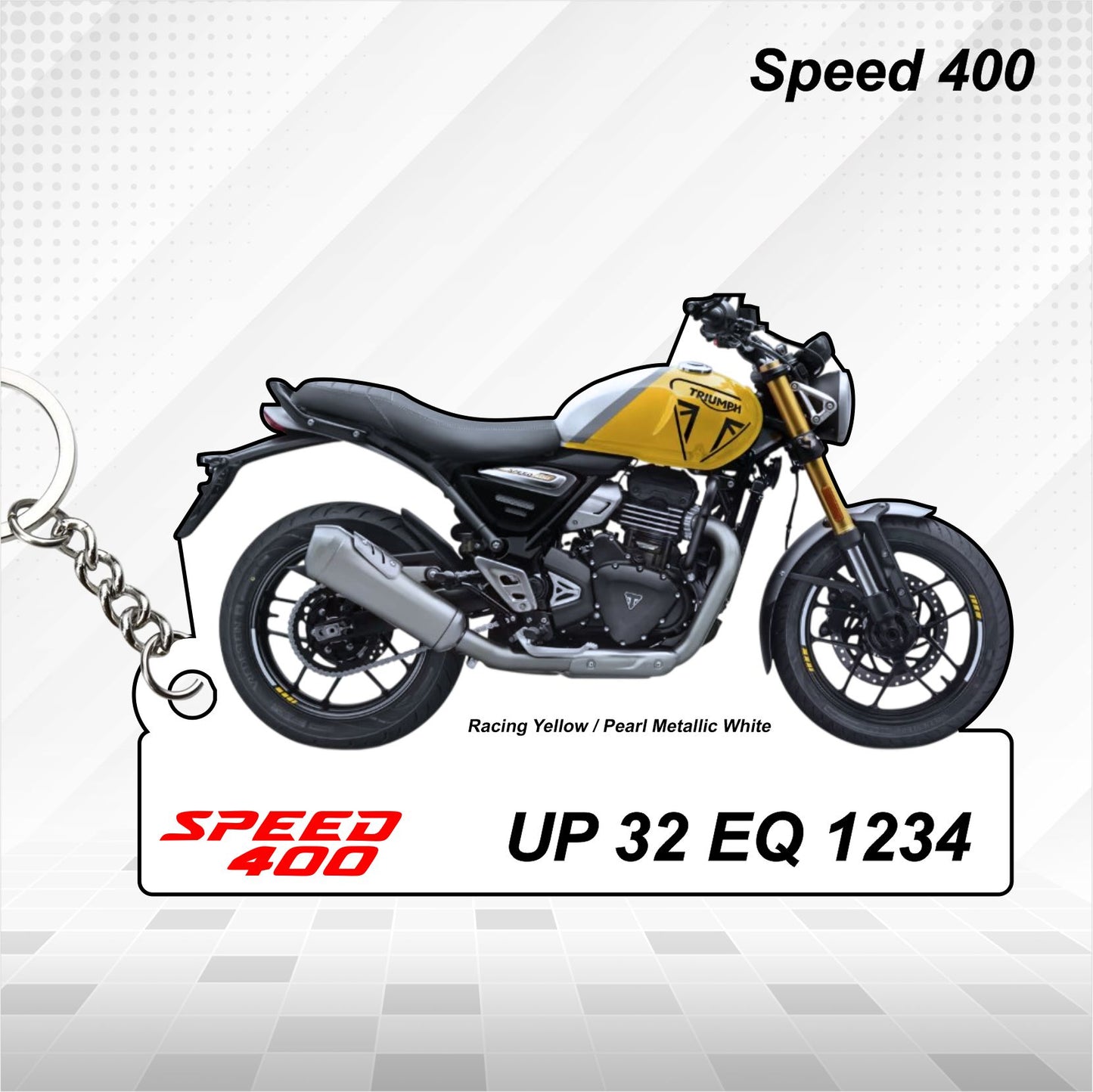 Speed 400 - Personalized Triumph Keychain - Wood, Acrylic, Metal Printed, Lanyard