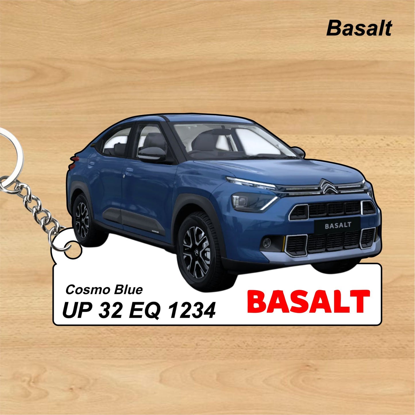 Basalt - Personalized Citroen Car Keychain - Wood, Acrylic, Metal Printed