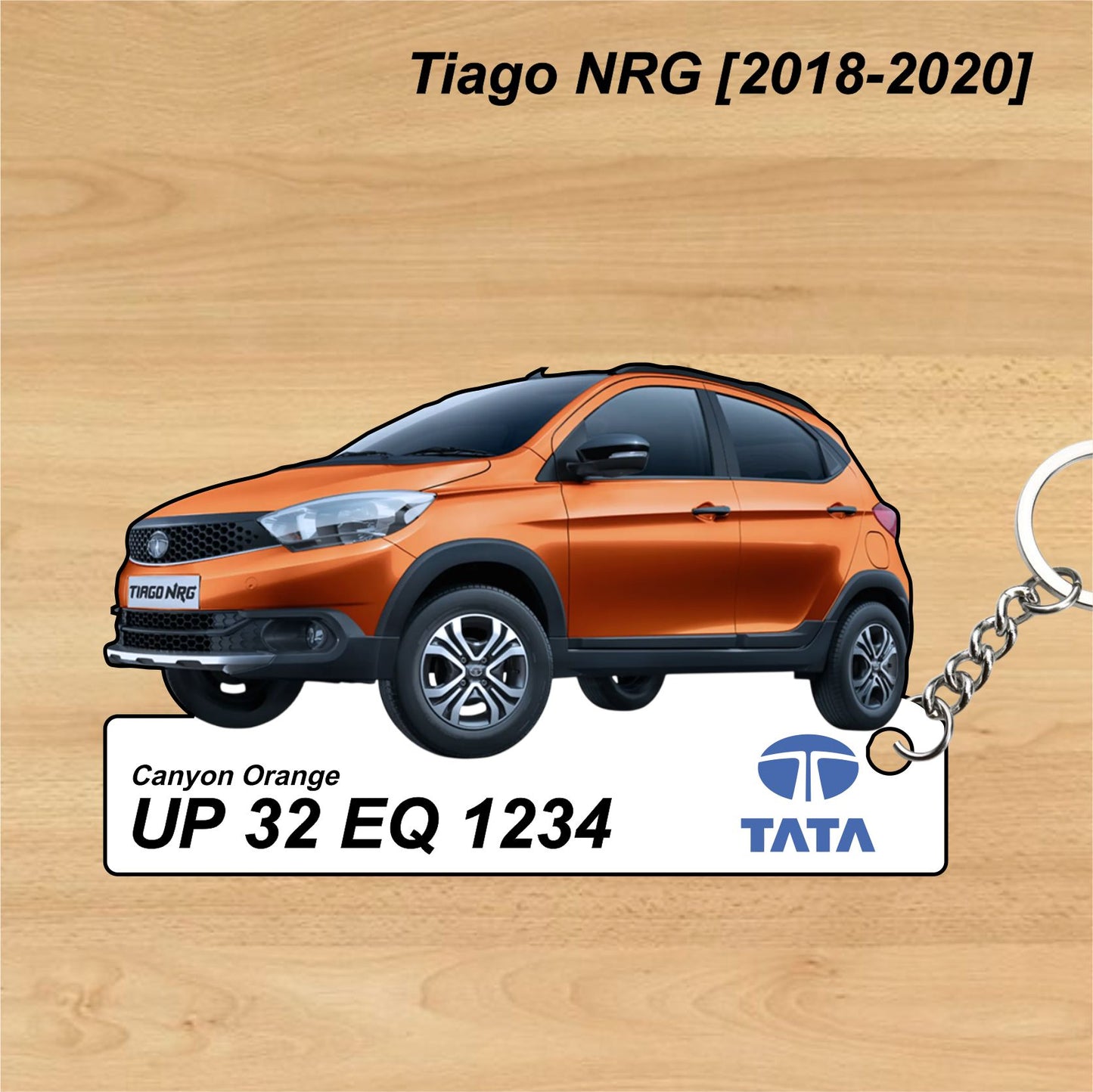 Tiago NRG [2018-2020] - Personalized Tata Keychain - Wood, Acrylic, Metal Printed