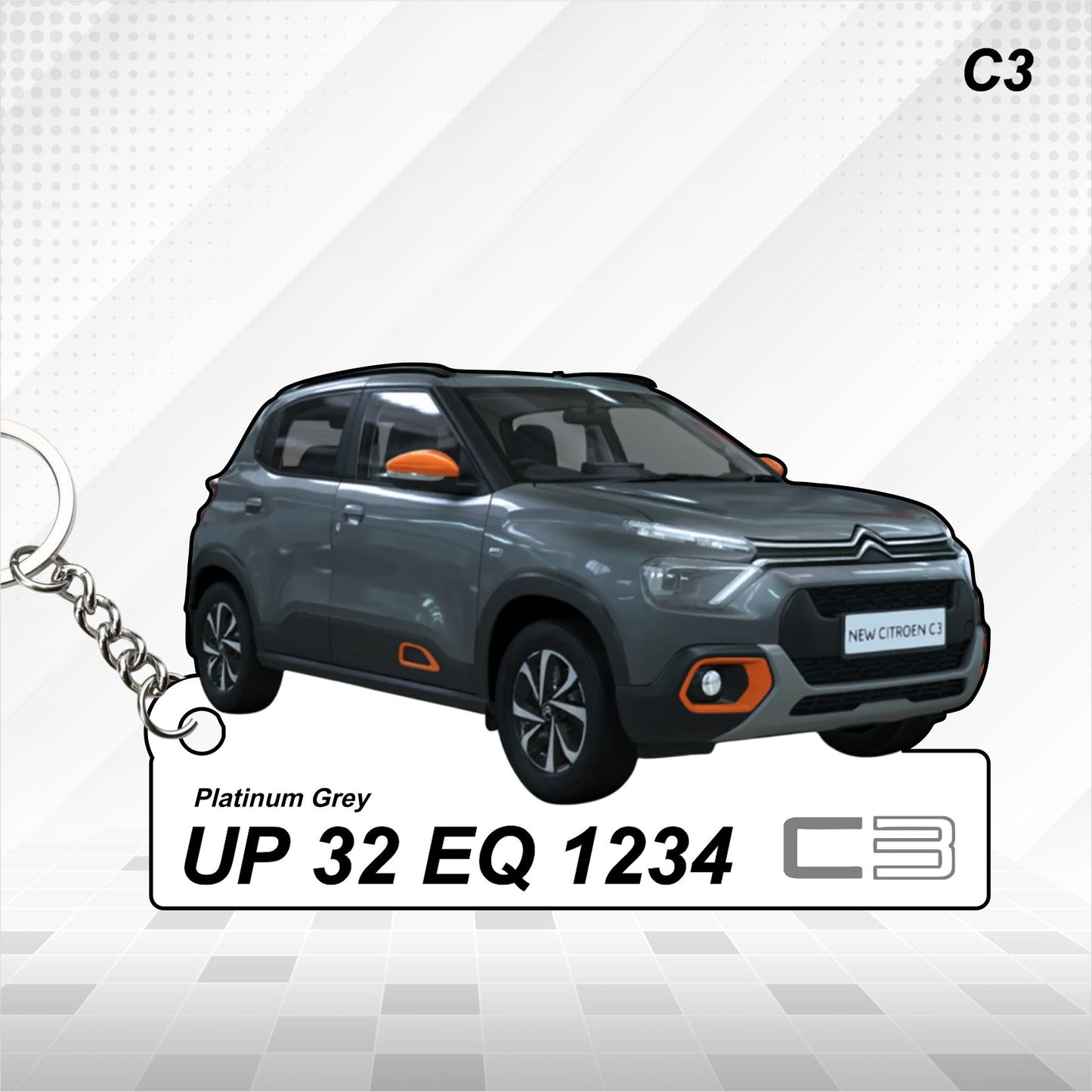 C3- Personalized Citroen Car Keychain - Wood, Acrylic, Metal Printed