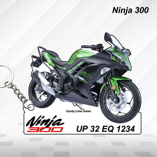 Ninja 300 - Personalized Kawasaki Keychain - Wood, Acrylic, Metal Printed