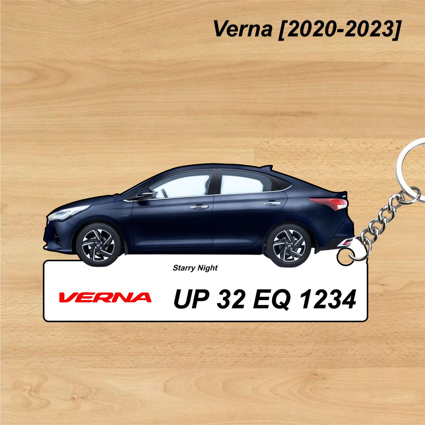 Verna [2020-2023] - Personalized Hyundai Car Keychain - Wood, Acrylic, Metal Printed