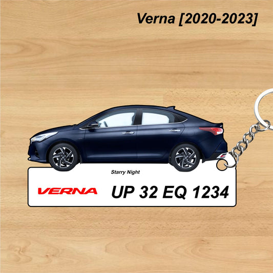 Verna [2020-2023] - Personalized Hyundai Car Keychain - Wood, Acrylic, Metal Printed