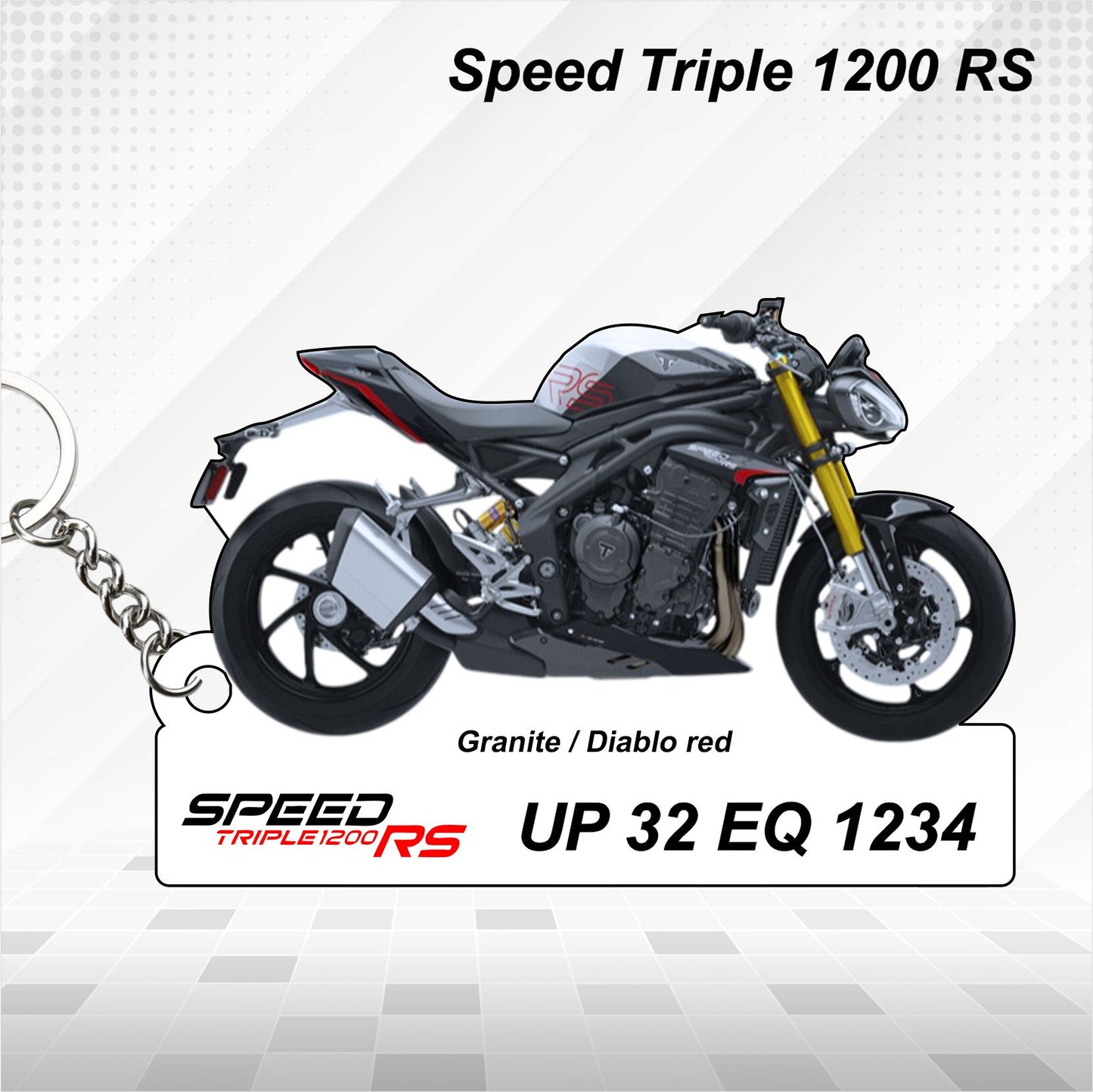 Speed Triple 1200 RS - Personalized Triumph Keychain - Wood, Acrylic, Metal Printed, Lanyard