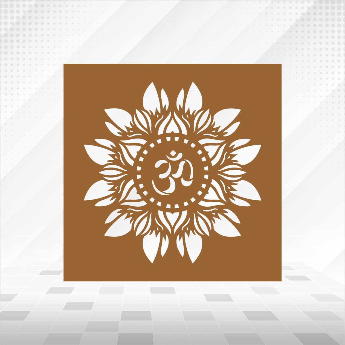 Om sunflower ring mandala CNC jaali panel in brown finish