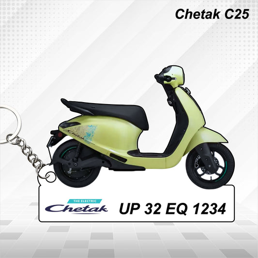 Chetak C25 - Personalized Bajaj Keychain - Wood, Acrylic, Metal Printed