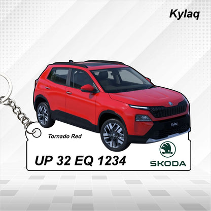 Kylaq - Personalized Skoda Car Keychain - Wood, Acrylic, Metal Printed
