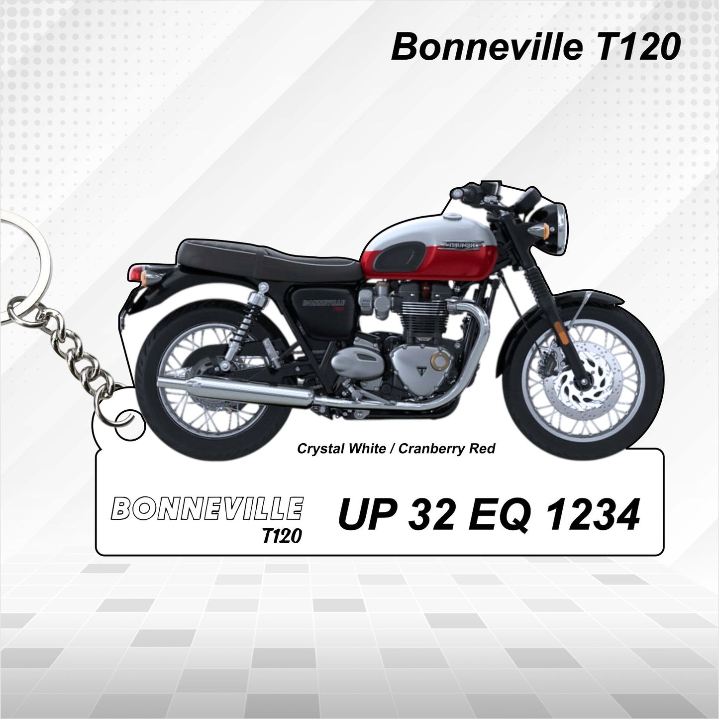 Bonneville T120 - Personalized Triumph Keychain - Wood, Acrylic, Metal Printed, Lanyard