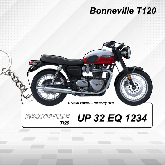 Bonneville T120 - Personalized Triumph Keychain - Wood, Acrylic, Metal Printed, Lanyard