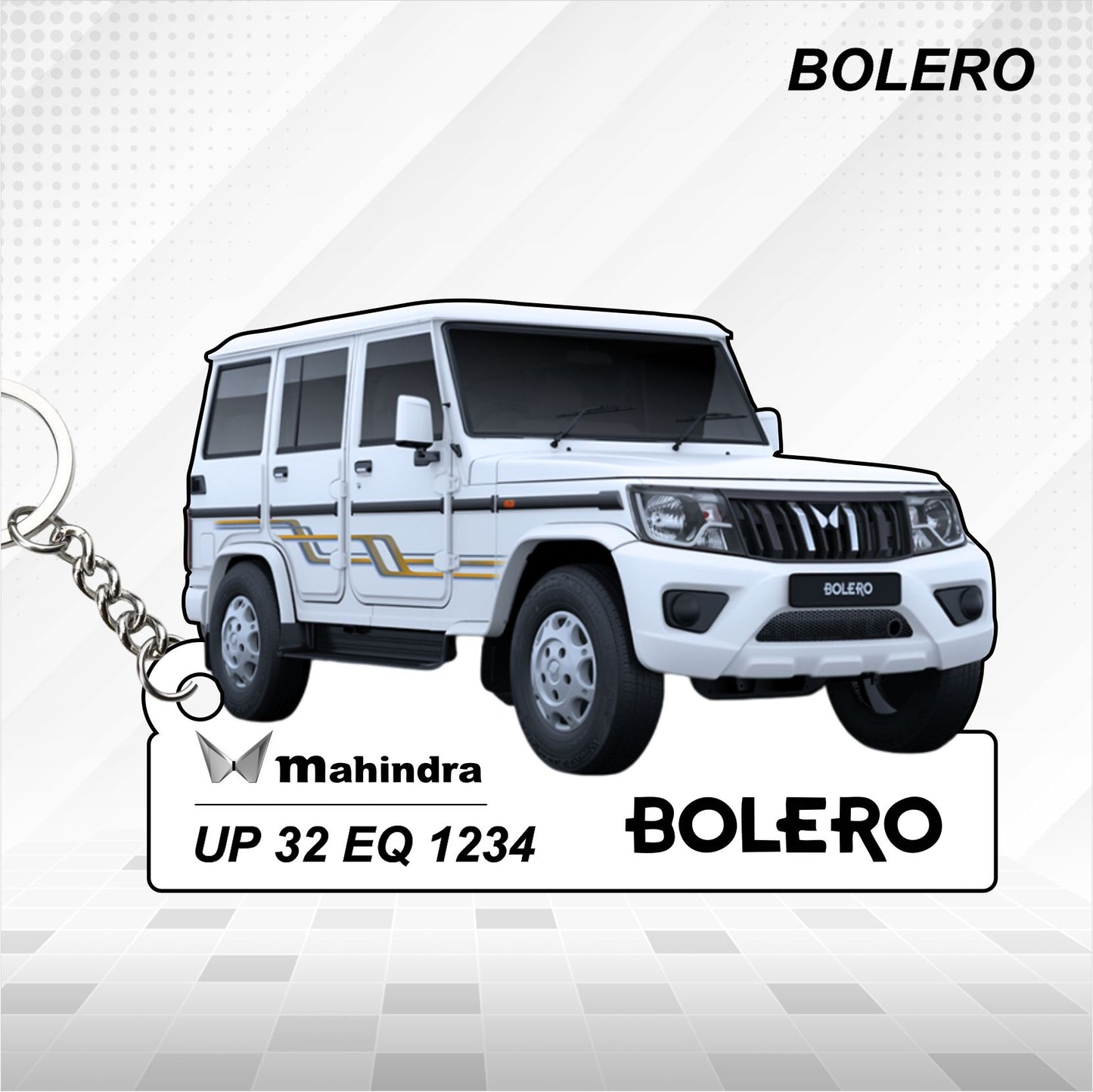 Bolero [2022-2025] - Personalized Mahindra Car Keychain - Wood, Acrylic, Metal Printed