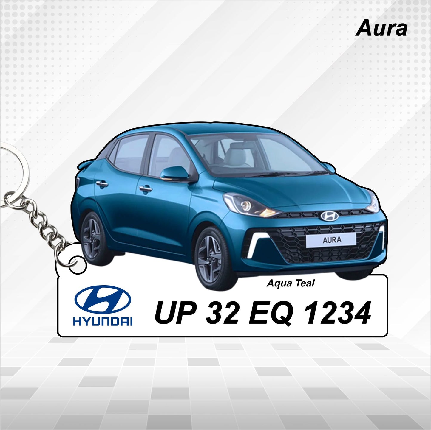 Aura - Personalized Hyundai Car Keychain - Wood, Acrylic, Metal Printed