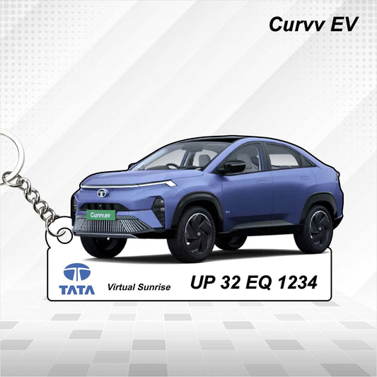 Curvv.ev - Personalized Tata (Electric) Keychain - Wood, Acrylic, Metal Printed