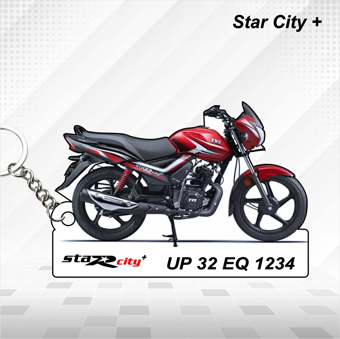 TVS Star City Plus - Personalized Keychain - Wood, Acrylic, Metal Printed